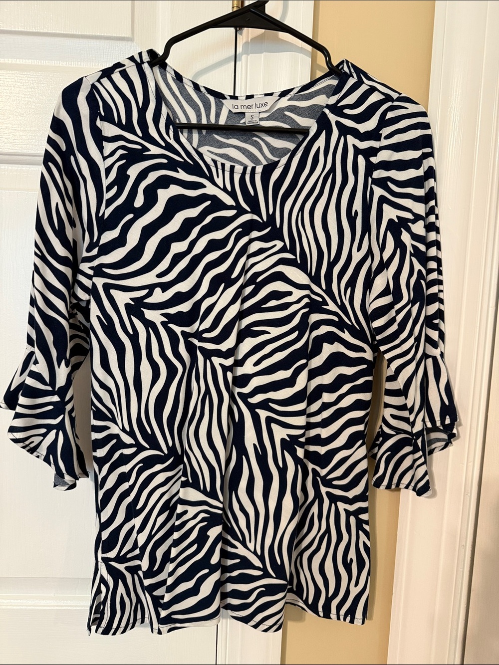 La Mer Luxe Black & White Zebra Print Top